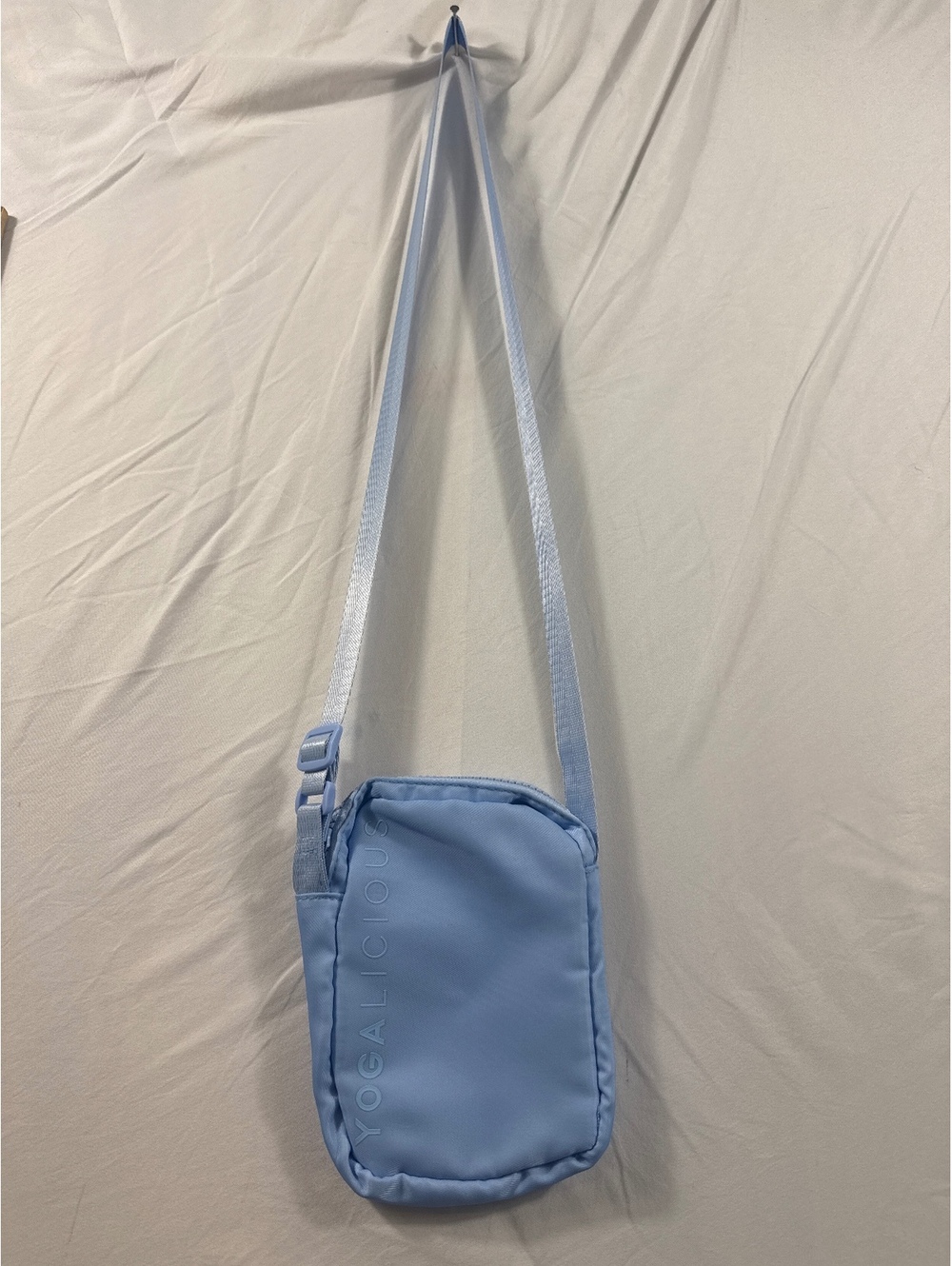Yogalicious Light Blue Crossbody Bag with Adjustable Strap